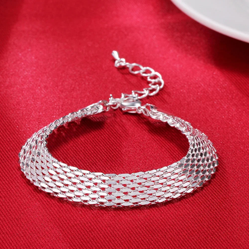 Hot new 925 sterling silver Bracelets for women Exquisite fashion weaving chain  Wedding party Christmas gifts Jewelry Vera Lux