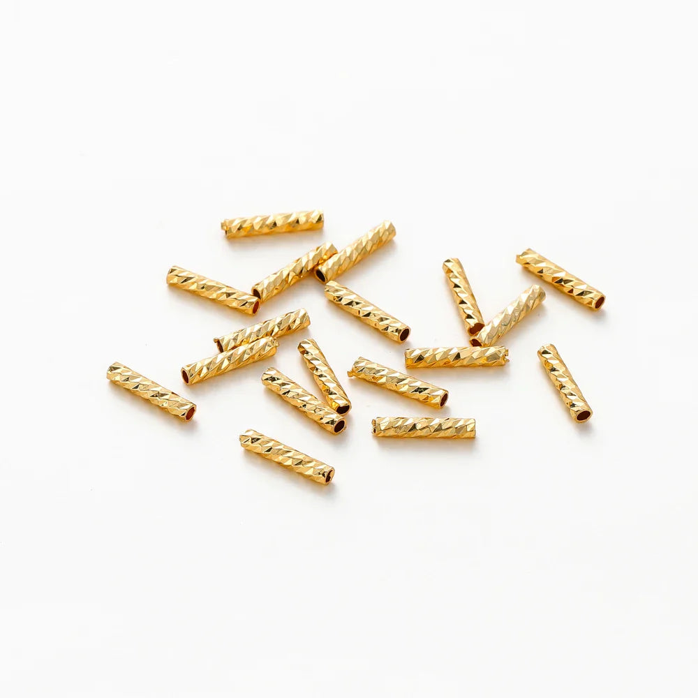 100pcs 7MM 10MM 14K 18K Gold Plated Brass Straight Tube for Bracelet Making StripeTubes Jewelry Supplies Diy Accessories Vera Lux