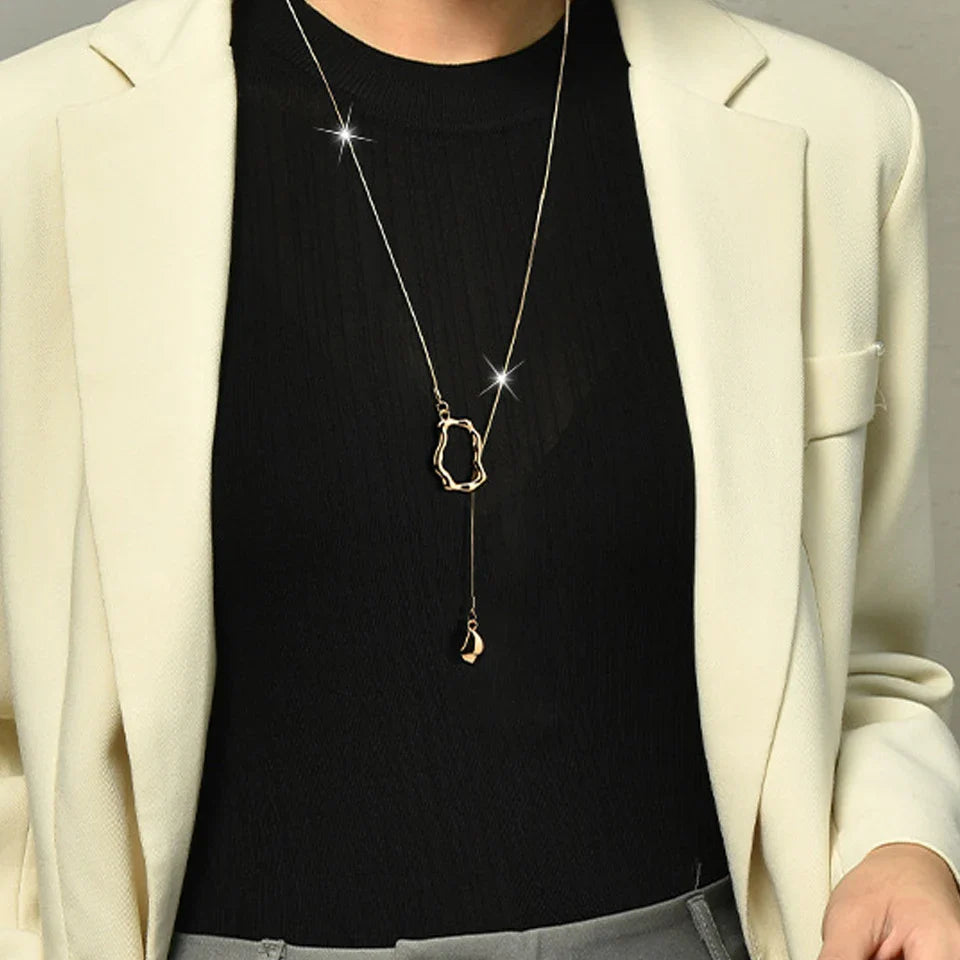 Yupsk Stainless Steel Irregular Y-shaped Long Necklace for Women Charm Party Accessories High-quality Fashion Pendant Gifts Vera Lux