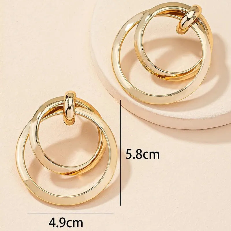Gold Color Twisted Big Hoop Earrings For Women Night Club Party Girls Drop Earrings Geometric Statement Earrings Vera Lux