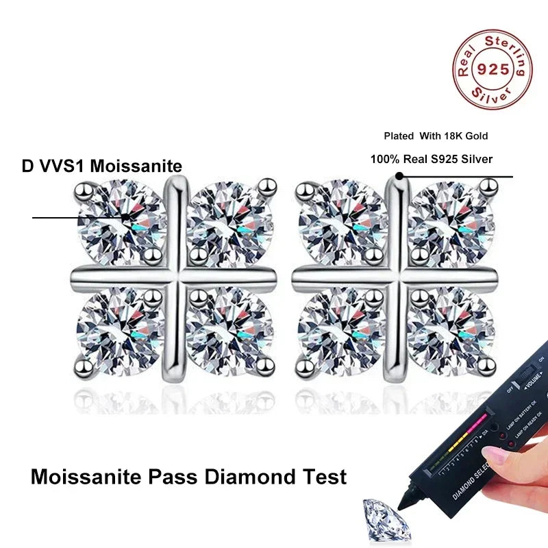 NeeTim D Color Moissanite Stud Earrings For Women Top Quality 925 Sterling Silver Sparkling Diamond Engagement Wedding Jewelry Vera Lux