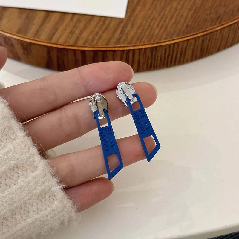 Design Zipper Head Stud Earrings for Women Men Hollow Out Creative Personalized Metal Style Y2K Accessories Fashion Jewelry Gift Vera Lux