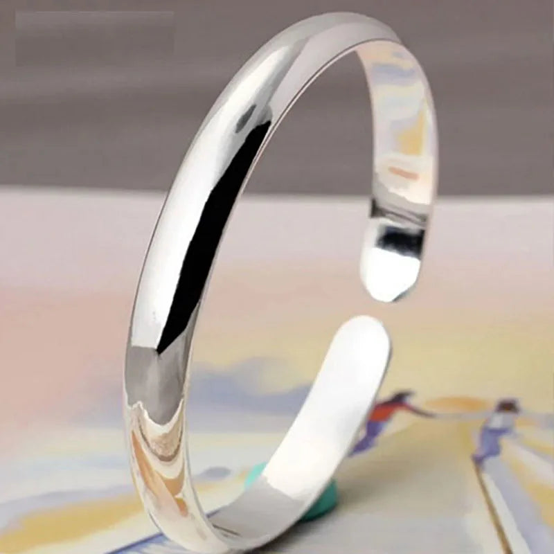 999 Sterling Silver Cuff Polishing Retro Bracelet Bangles For Women Party Wedding Jewelry Accessories Argent 925 Vera Lux