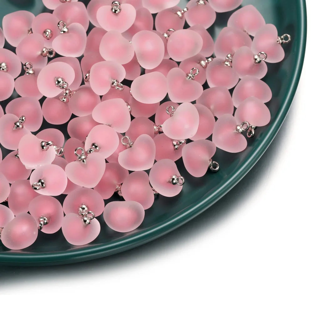 10Pcs/Lot Resin Frosted Colorful Heart Charms Bracelet Earrings Necklace Jelly Beads Pendant For DIY Jewelry Making Supplies Vera Lux