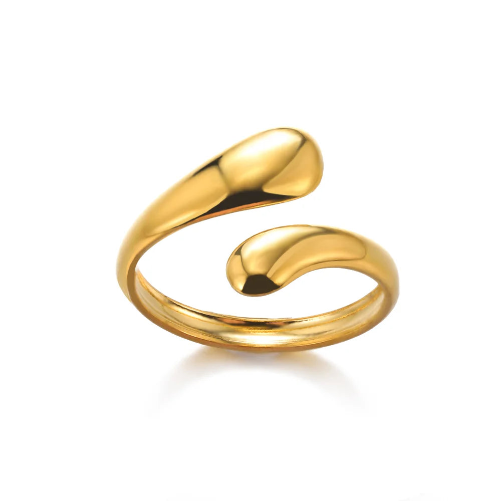 316L Stainless Steel Rings for Women Gold Color Multilayer Geometric Open Ring Vintage Waterproof Wedding Aesthetic Jewelry Gift Vera Lux