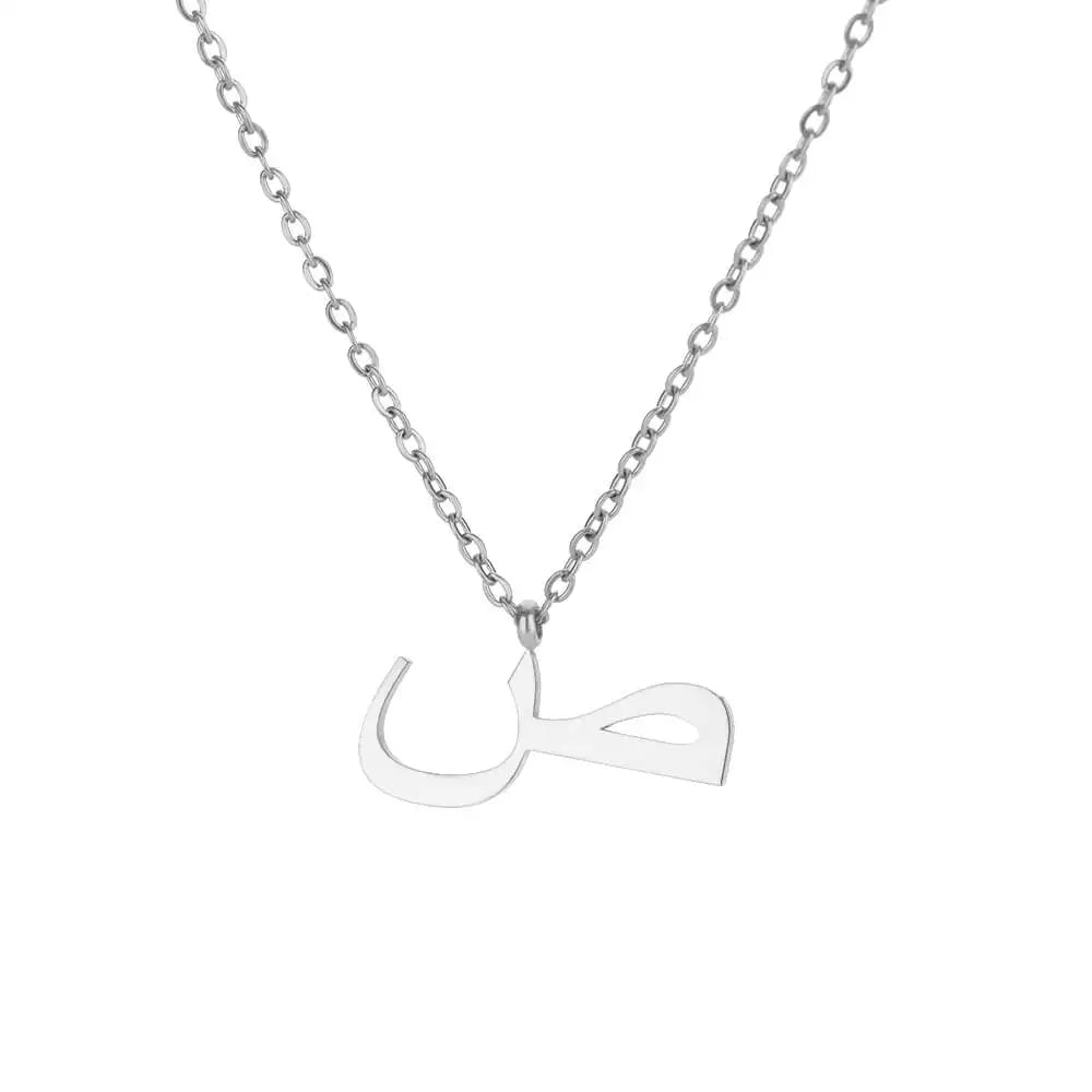 Arabic Letter Name Pendant Necklace For Women Stainless Steel Inital Chain Choker Collar Necklace 2024 Wedding Jewelry bijoux Vera Lux