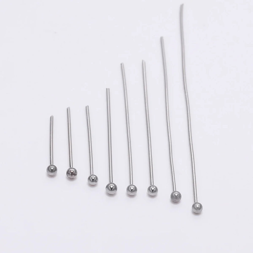 100pcs/Pack Stainless Steel 15-50mm Silver Ball Head Pins For Handmade DIY Jewelry Making Headpin Findings Accessories Vera Lux