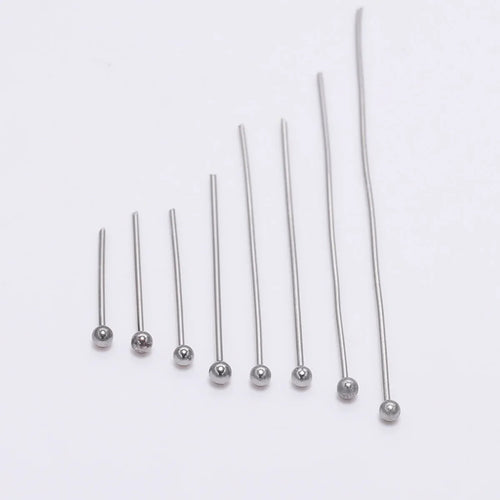 100pcs/Pack Stainless Steel 15-50mm Silver Ball Head Pins For Handmade DIY Jewelry Making Headpin Findings Accessories Vera Lux