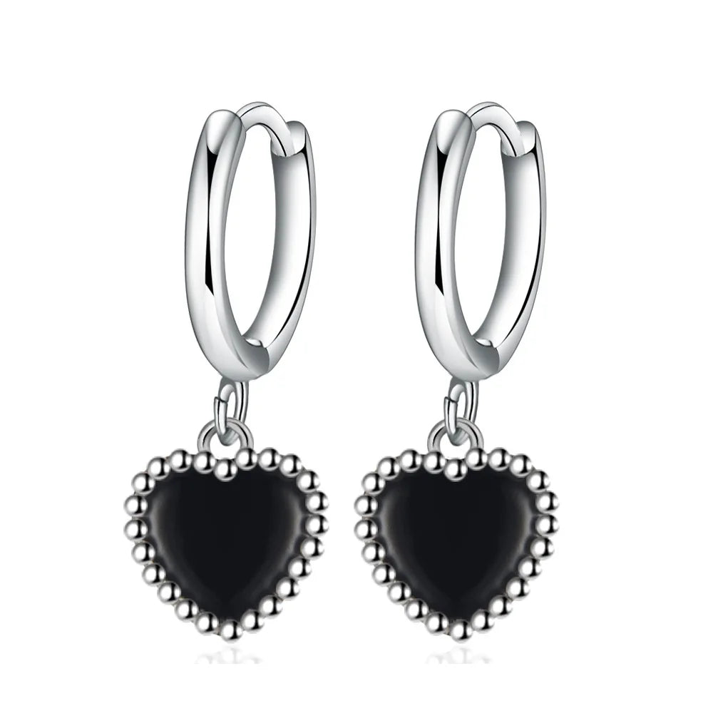 925 Sterling Silver Black Heart Earrings For Women Wedding Luxury Elegant Jewelry Accessories 2024 Trend Jewellery Vera Lux
