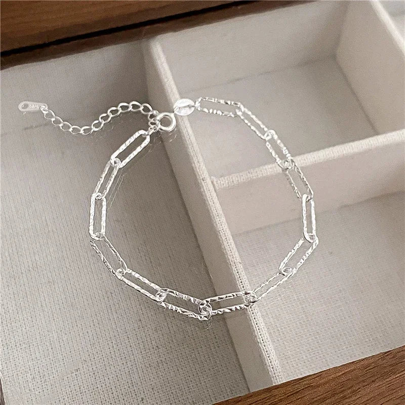 925 Sterling Silver Heart Shaped Necklace Bracelet Set for Women Vintage Korean Blue Crystal Bracelets Jewelry Set Party Jewelry Vera Lux