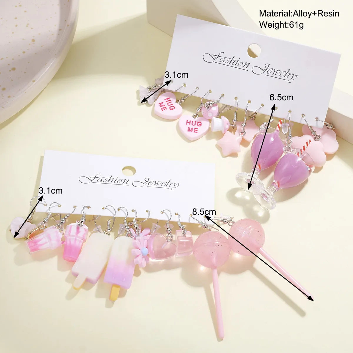New Fashion Cute Cartoon Pink Earring Set Colorful Dopamine Acrylic Earrings for women Girls New Trendy Jewelry Accessories Gift Vera Lux