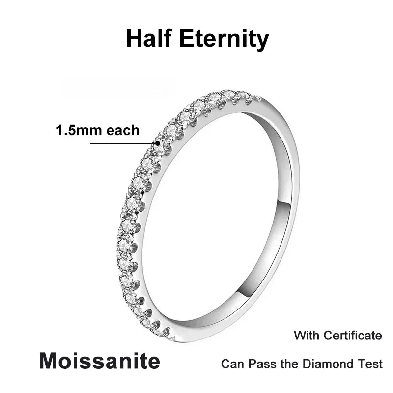 NeeTim Full Moissanite Ring for Woman Wedding Jewelry 925 Sterling Silver with Plated White Gold Rings Diamond Engagement Band Vera Lux