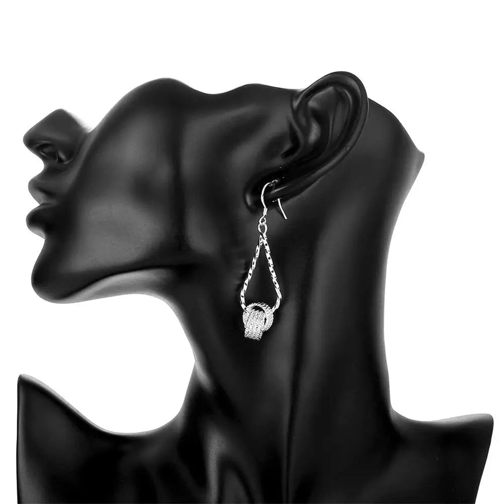 Fashion charms 925 Sterling Silver Net beads long Earrings for Women Pretty fashion party wedding Jewelry Holiday Gifts Vera Lux
