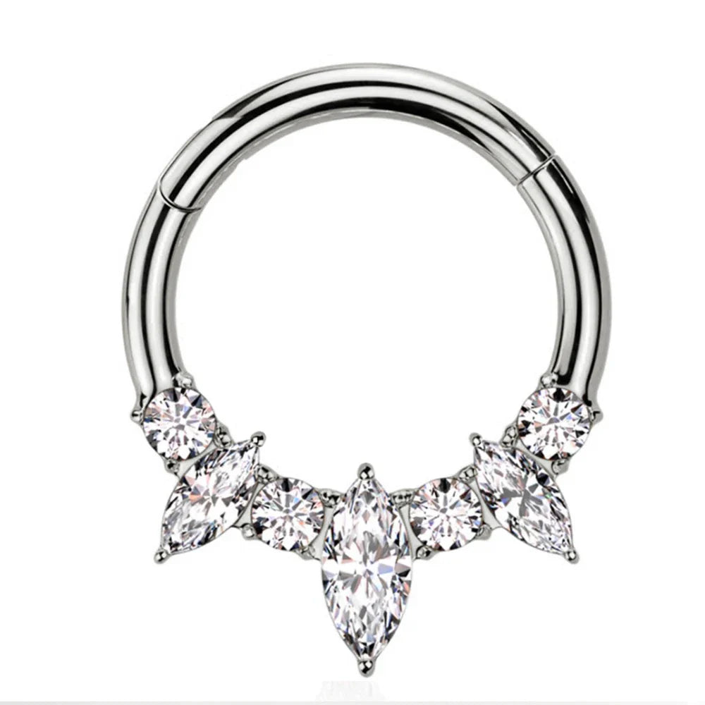 316L Surgical Steel Segment Nose Ring Zircon Septum Clicker Ear Cartilage Helix Daith Hoop Body  Piercing Jewelry Vera Lux