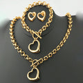 Aomogo Set INS Exquisite Love Fashion Stainless Steel Bracelet Earrings Necklace Pendant Set Women's Daily Goods Party Favors Vera Lux