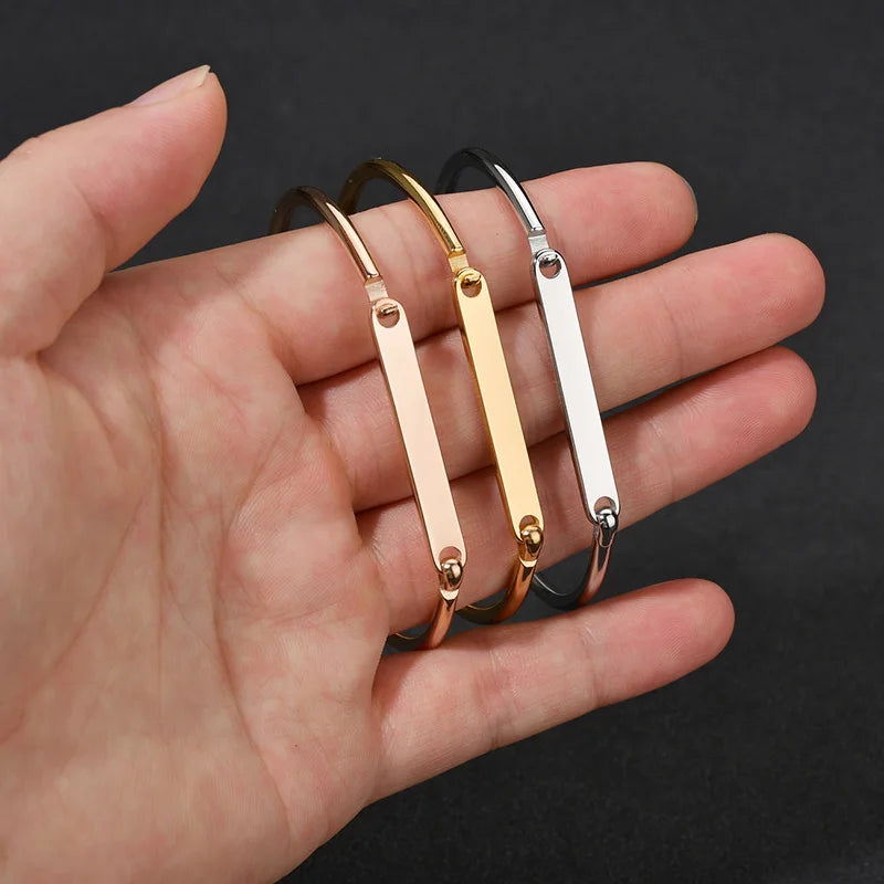Afirstee Stainless Steel Engrave Name Bracelet For Women Custom Gold Color Date Letter Bracelets Jewelry Gift Vera Lux