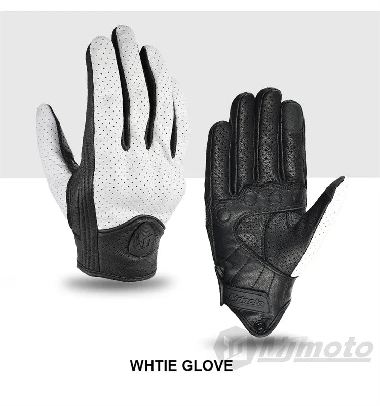 Leather Gloves Retro Biker BikerZoneZ