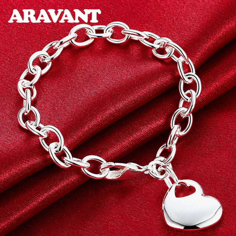 Aravant 925 Silver Bridal Jewelry Sets Love Heart Necklace Bracelets Set For Women Fashion Jewelry Vera Lux