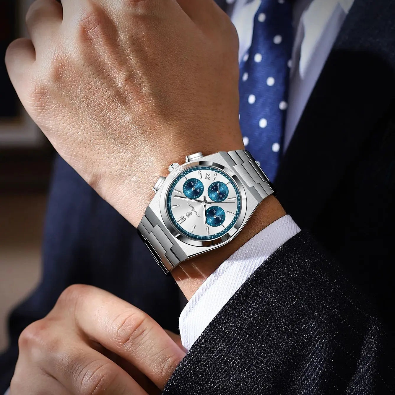 POEDAGAR Luxury Man Watch Chronograph Date Stainless Steel Sport Men Wristwatch Waterproof Luminous Fashion Quartz Men's Watches Vera Lux