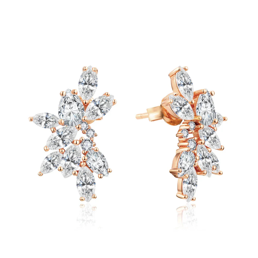 MINTYBOX Moissanite Diamond Cluster Stud Earrings Solid S925 Sliver 18k Gold Plated for Women Wedding Engagement Luxury Jewelry Vera Lux