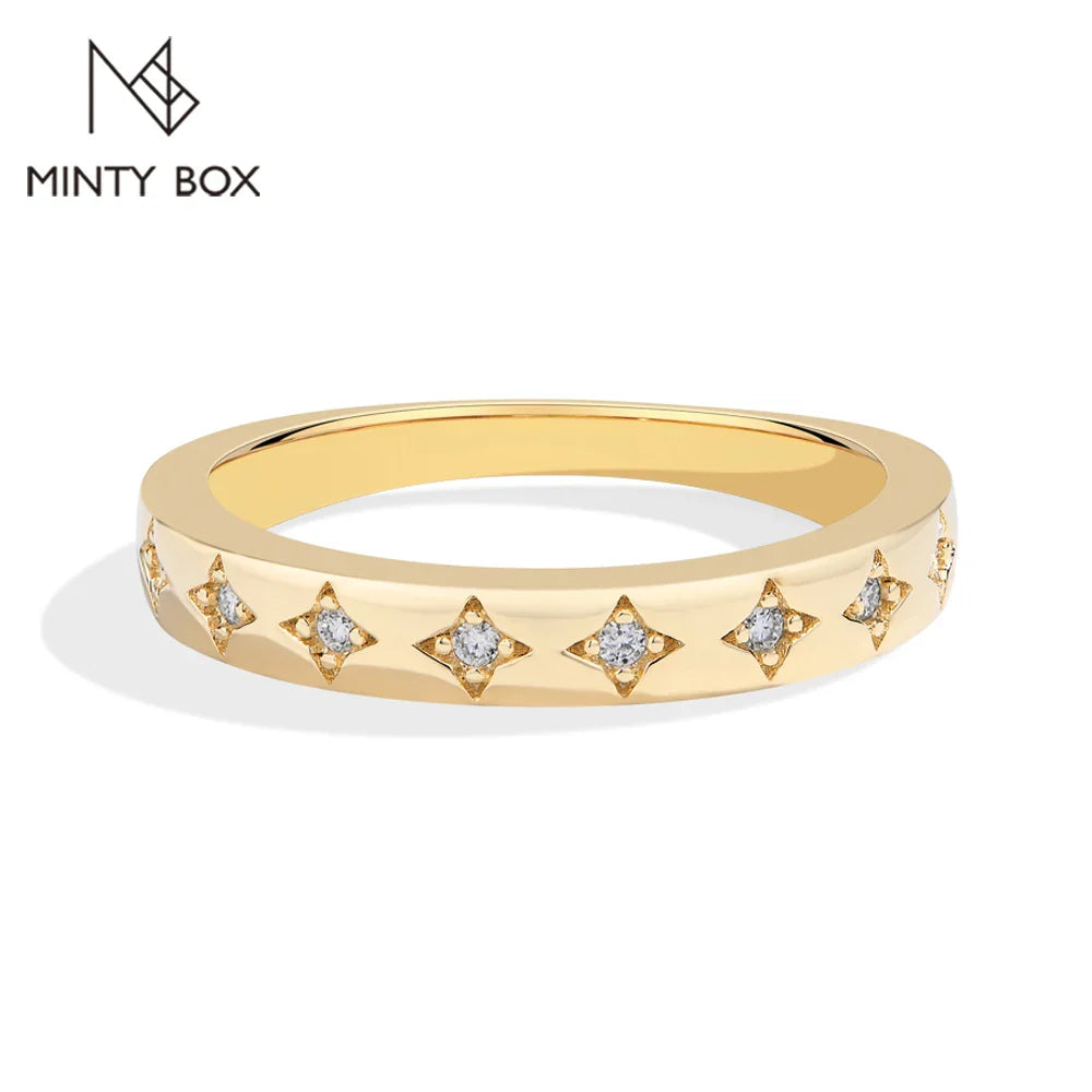 MINTYBOX Stars S925 Silver Moissanite Wedding Band Rings for Women Lab Diamond Engagement Ring 18K Plated Fine Jewelry Vera Lux