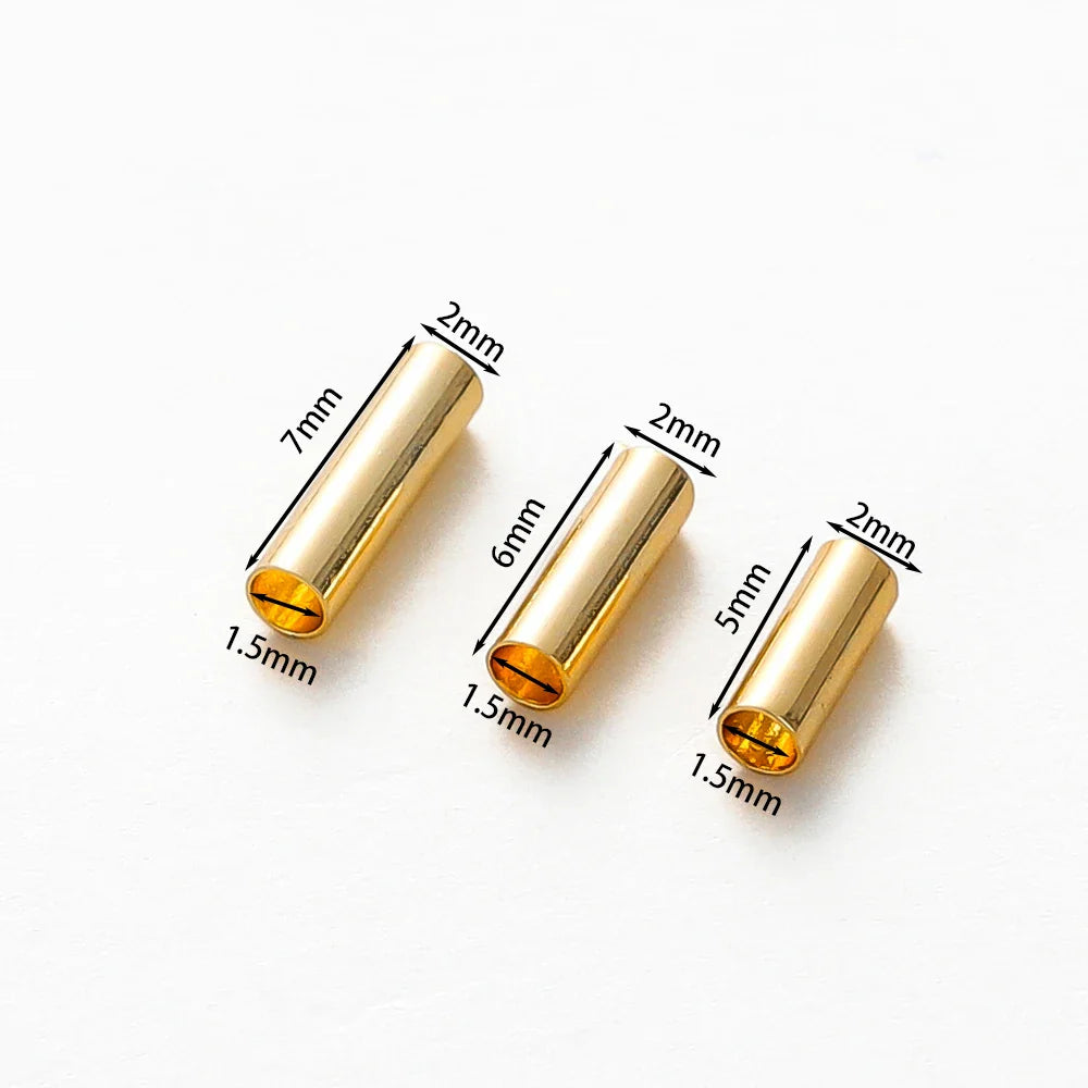 100pcs14K 18K Gold Plated Brass Noodle Tube Cylinder Straight Beads 5 6 7mm Spacer Loose Beads For DIY Bracelet Jewelry Making Vera Lux