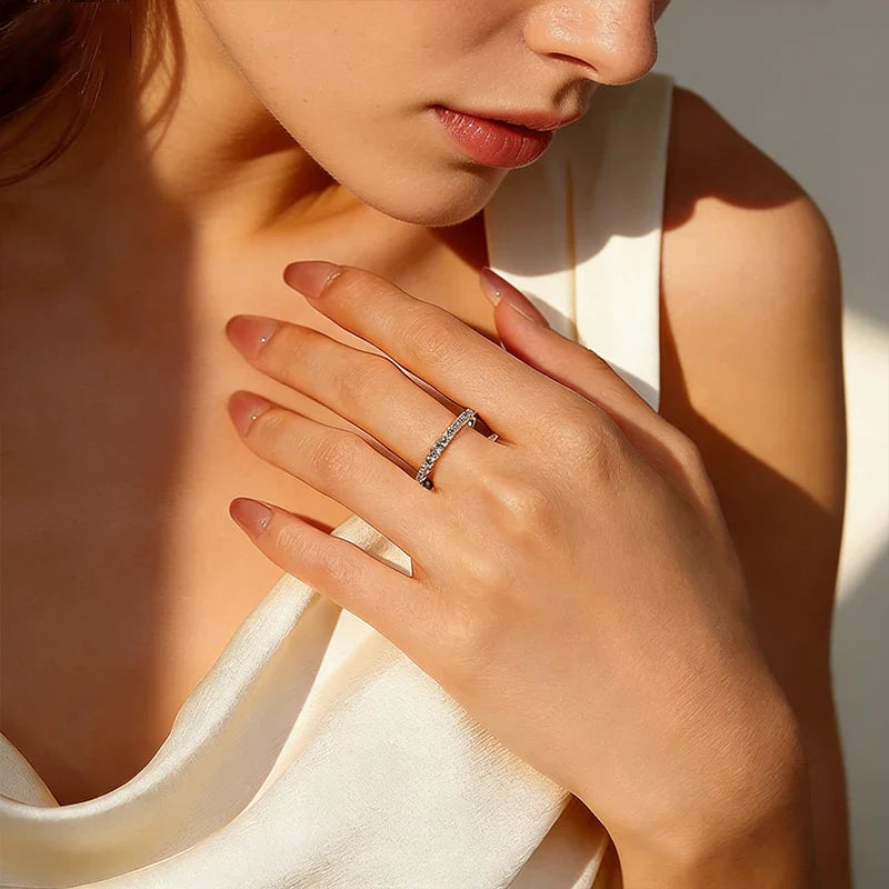 NeeTim D Color 2mm Full Moissanite Diamond Ring for Women Sterling Silver 925 with Gold Plated Wedding Bridal Band Rings Jewelry Vera Lux