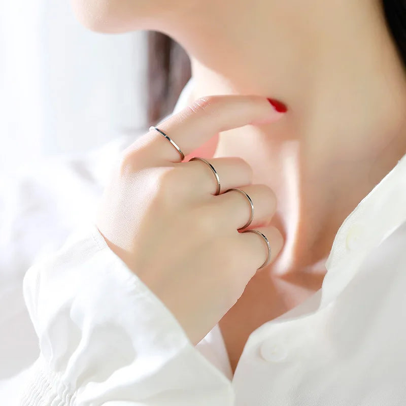 1mm Thin Stackable Ring Stainless Steel Plain Band Knuckle Midi Ring for Women Girl Size 3-10 Vera Lux