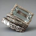 2025 New Fashion Three Piece Set Blue Square Zircon Rings For Women Party Idea Gifts Custom Jewelry Vera Lux