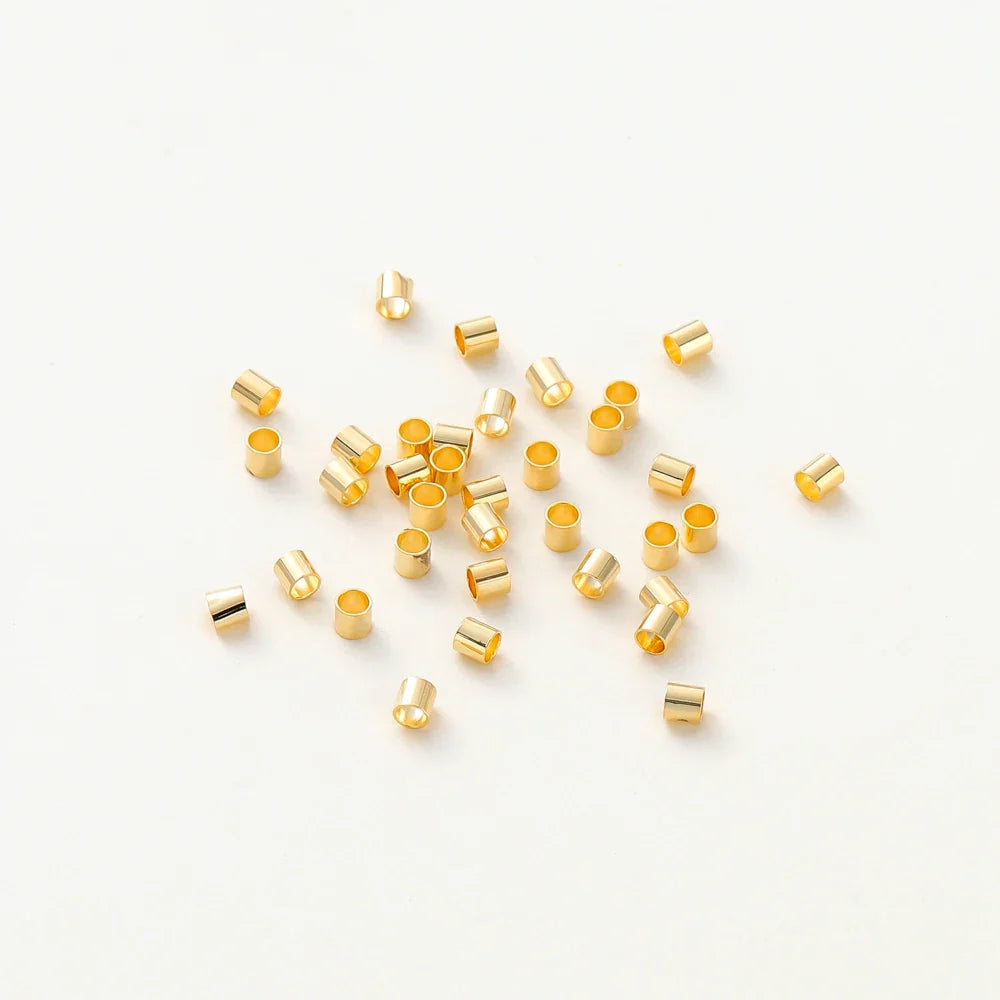 100pcs/lot 1.5/2/2.5mm 14K/18K Gold Color Plated Brass Positioning Beads for DIY Bracelet Necklace Jewelry Making Accessories Vera Lux