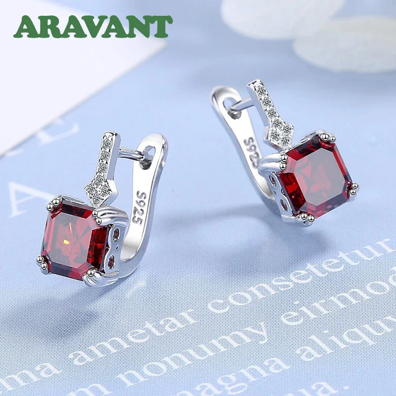 Aravant 925 Sterling Silver Square Zircon Drop Earrings For Women Fashion Jewelry Vera Lux