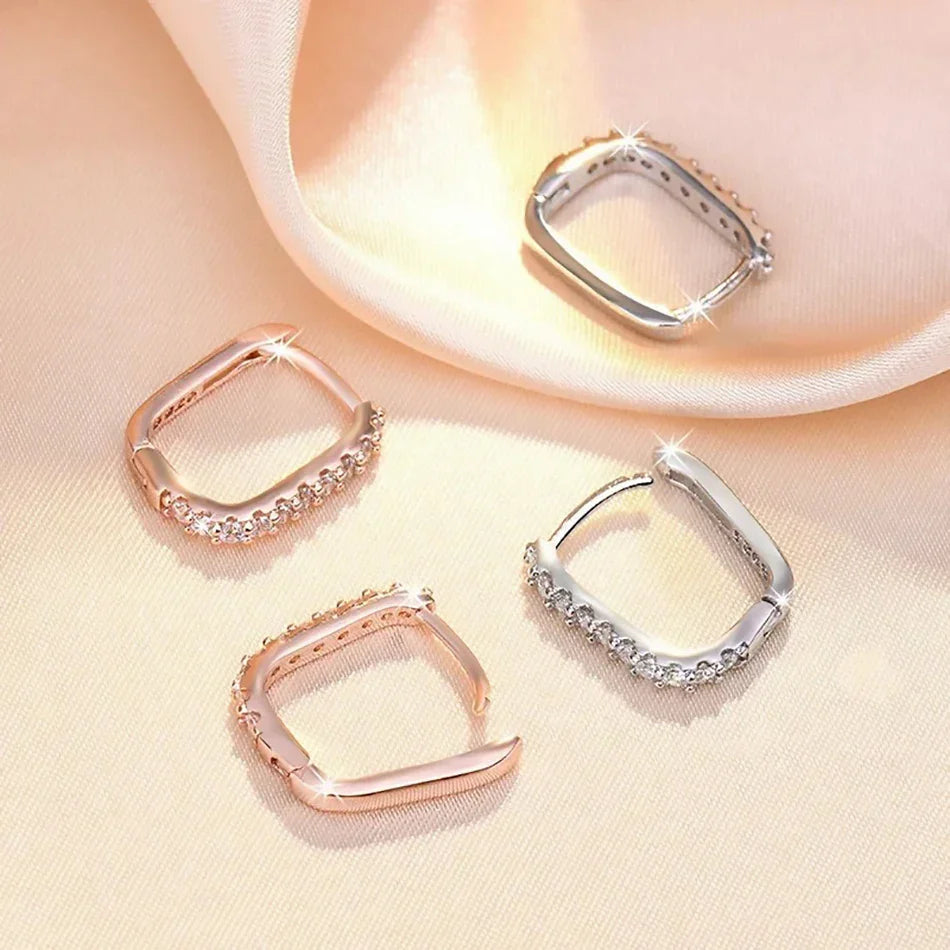High-quality 925 Sterling Silver Crystal Fashion Circle Hoop Earrings for Woman Wedding Party Gift Street Versatile Jewelry Vera Lux