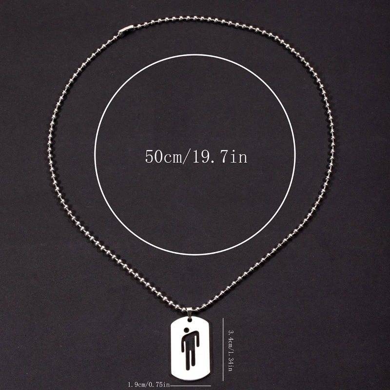 1pcs New Hollow-out Pendant Simple Stainless Steel Figurine Necklace Hip-hop Trend Military Pendant Sweater Chain Vera Lux