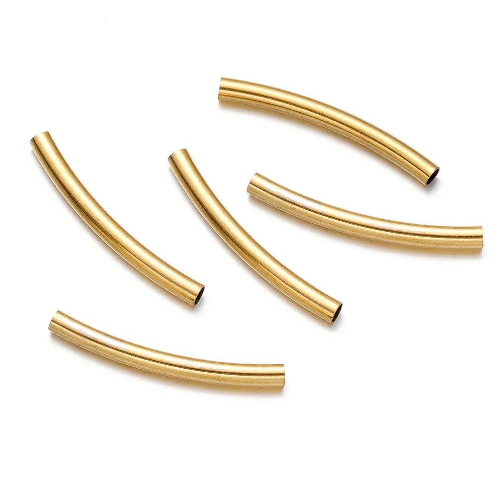 10Pcs/Pack Stainless Steel Curved Tube Spacer Beads Connectors For Handmade DIY Jewelry Making Bracelet Necklace Accessories Vera Lux
