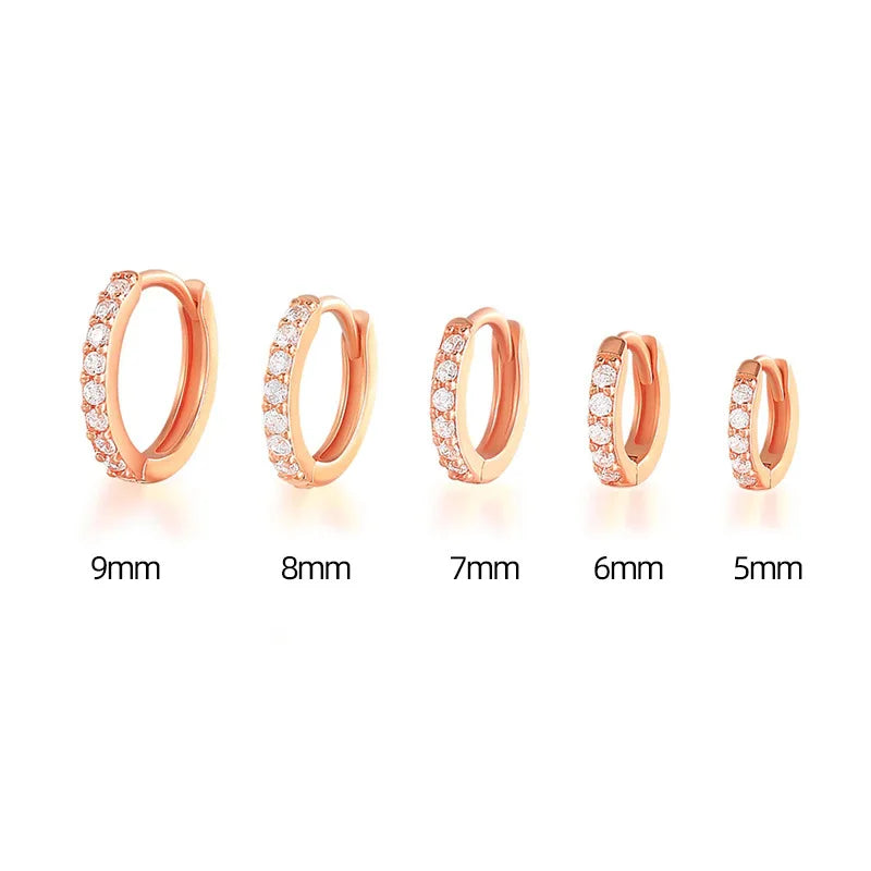 2PCS Stainless Steel Minimal Crystal Zirconia Hoop Earrings Gold Silver Color Small Huggie Cartilage Earring Piercing Jewelry Vera Lux