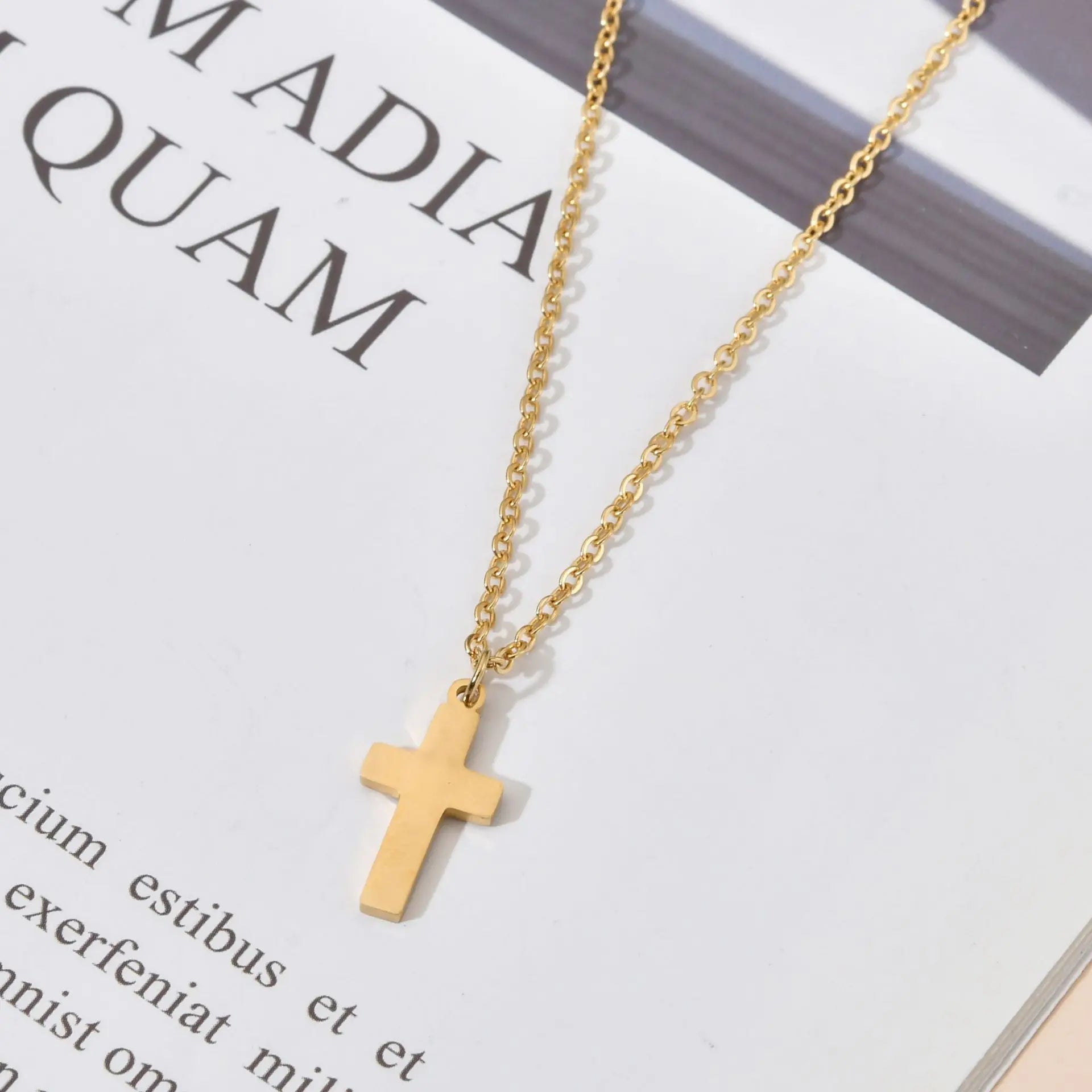 Stainless Steel Cross Necklace For Women Gold Silver Color Waterproof Chain Men Fashion Never Fade Jewelry Accessories Vera Lux