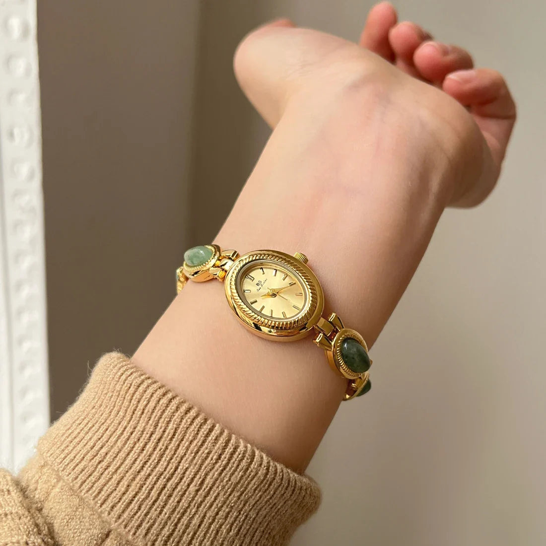 High-end Luxury Watches for Woman Elegant Green Jewelry Jade Quartz Bracelet Wristwatch Gift for Women Lady Fashion Dress Watch Vera Lux