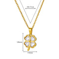 Four Leaf Clover Stainless Steel Necklaces For Women Green Zircon Gold Color Quality Jewelry Pendant Necklace Gift Free Shipping Vera Lux