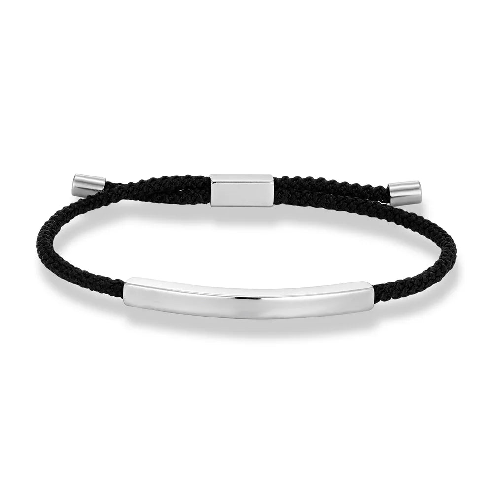 Men Women Punk SOS Custom logo Name Engrave Text Adjustable Thin Rope Bracelet customize Stainless Steel ID Bracelet Vera Lux