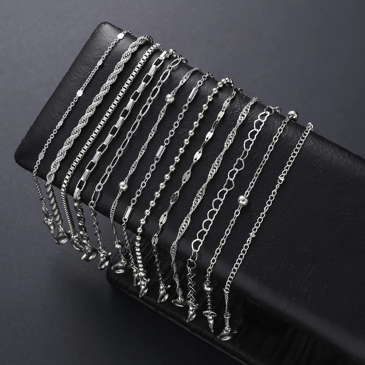 13Pcs/Set Stainless Steel Bracelet for Women, Silver Gold Color Multi Style Combination Chain, Waterproof Exquisite Jewelry Gift Vera Lux