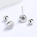 925 sterling silver zircon round bead threaded stud earrings, women's screw twist-off stud earrings, simple and fashion Vera Lux