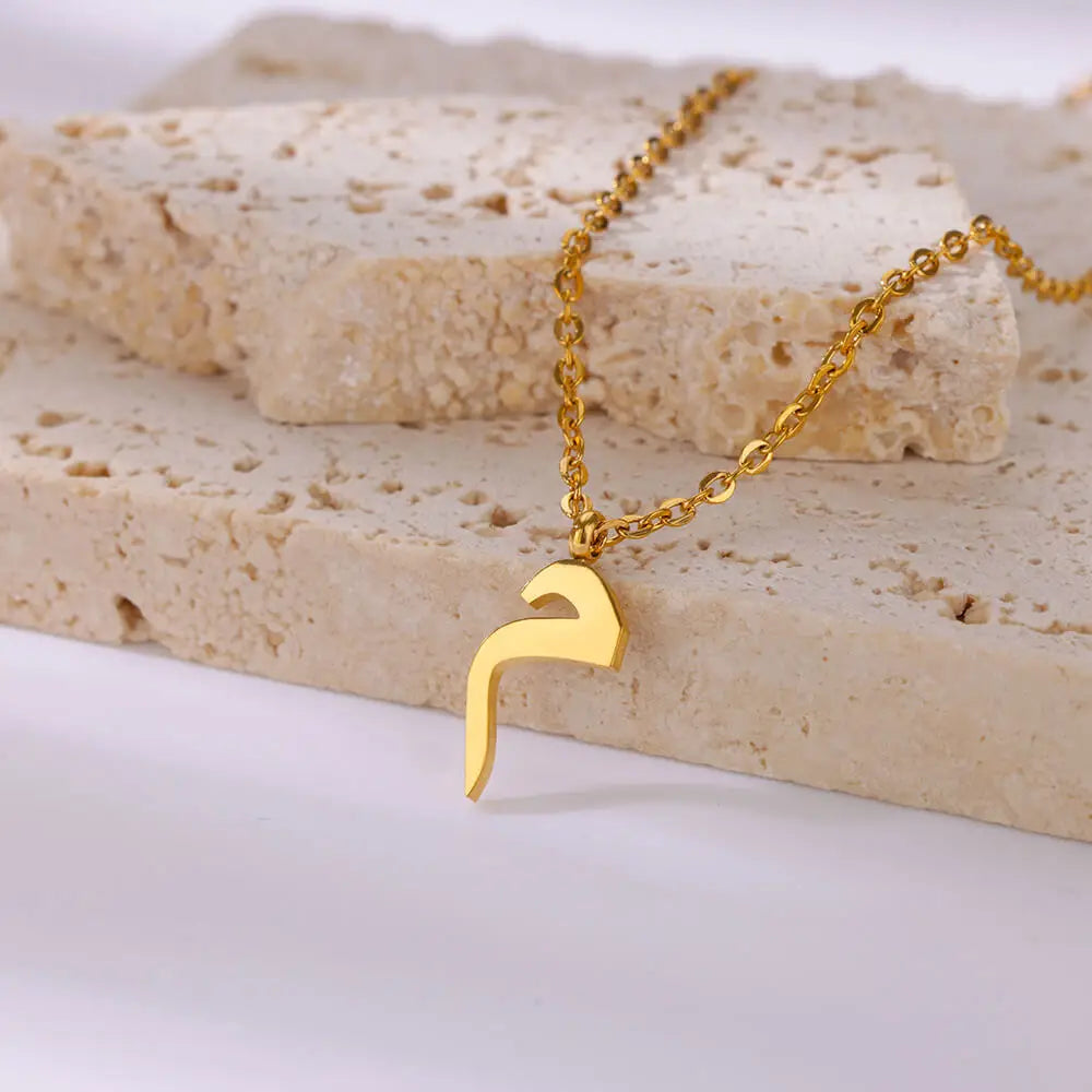 Arabic Letter Name Pendant Necklace For Women Stainless Steel Inital Chain Choker Collar Necklace 2024 Wedding Jewelry bijoux Vera Lux