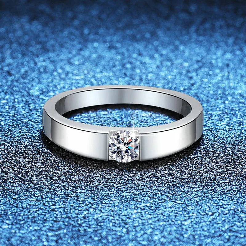 NeeTim 4mm D Color Moissanite Ring for Couple Women Men 925 Sterling Silver Lab Diamond Engagement Wedding Rings Jewelry Bands Vera Lux
