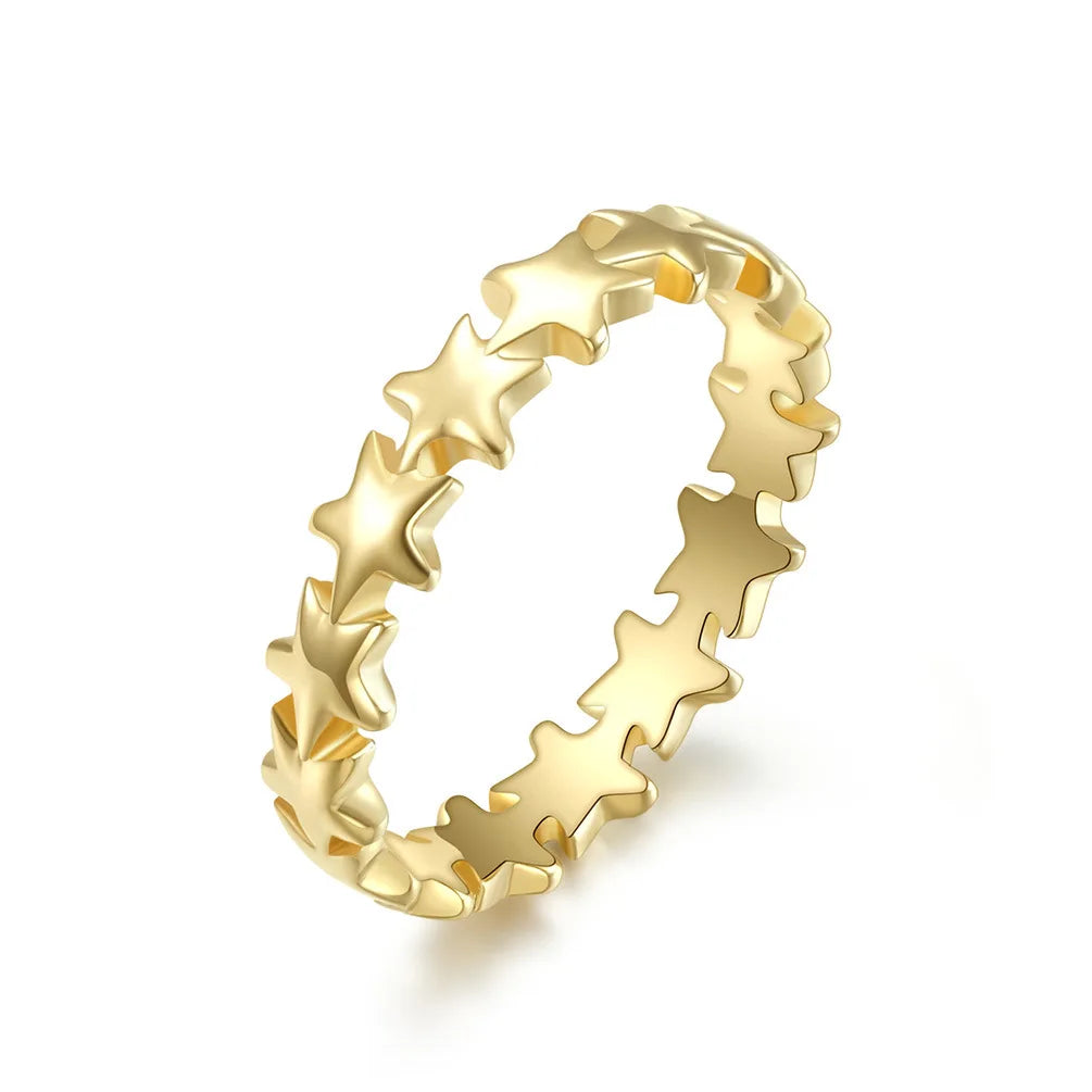 Stainless Steel Star Eternity Stackable Ring Wedding Band for Women Girl Size 5-9 Vera Lux