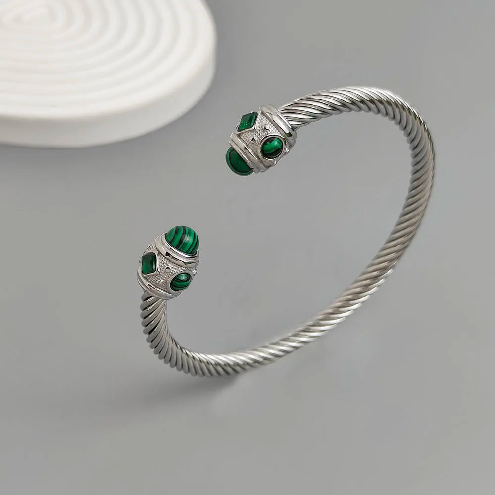 Original steel wire twist sapphire stainless steel women's bracelet, waterproof and rust-free, couple bracelet Vera Lux