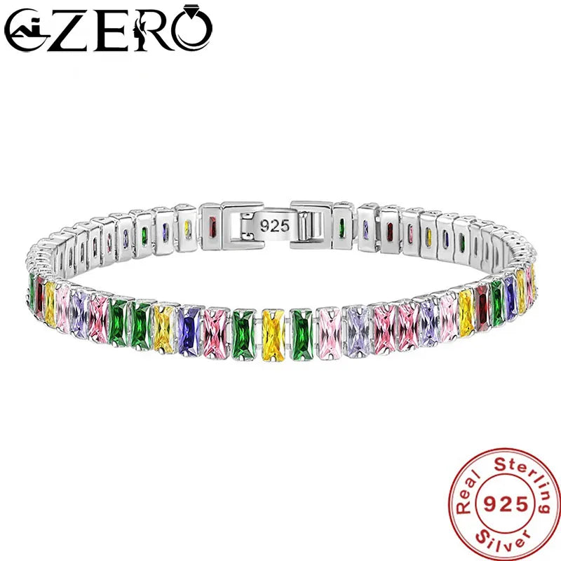 Hot sales 925 Sterling Silver Bracelet Noble Color Crystal Hand For Women Charm Wedding designer Jewelry Gift Party 18cm Vera Lux