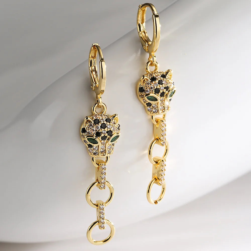 NEWBUY Fashion Gold Color Animal Dangle Earrings For Women Unique Design Leopard Earring Statement Female Party Jewelry Vera Lux