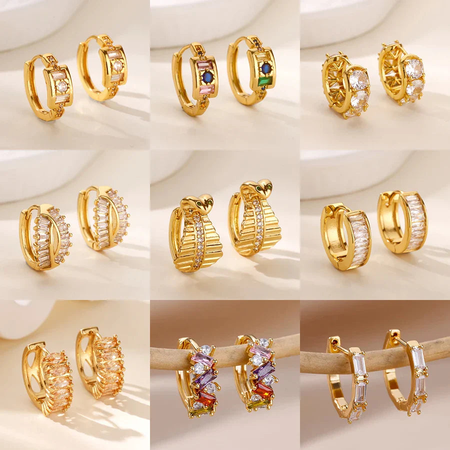 Cubic Zirconia Hoop Earrings For Women Luxury Crystal Zircon Gold Color Stainless Steel Earring Jewelry Wedding Party Gift Vera Lux