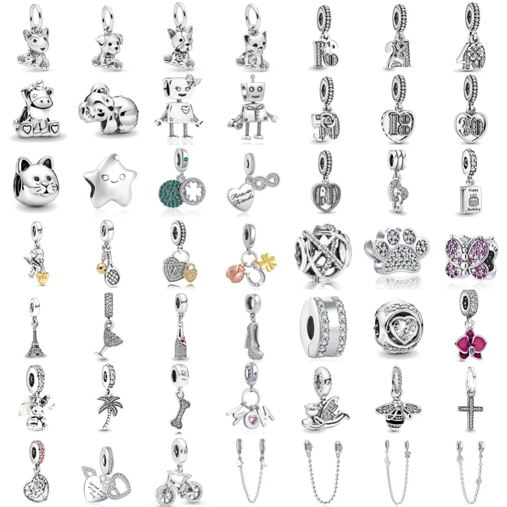 2026 New S925 Silver Robot Cross Digital Pendant, Suitable for Original Bracelets, DIY Accessories, Women's Charm Jewelry Gifts Vera Lux