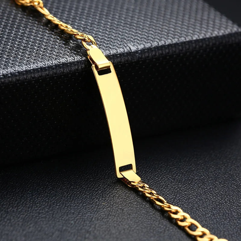 Vnox Personalize Custom Baby Girls Name Bracelet Gold Color Solid Stainless Steel Adjustable Boys Bracelet Gift to New Mom Vera Lux